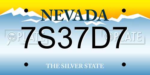 7S37D7 Nevada License Plate