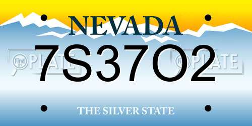 7S37O2 Nevada License Plate