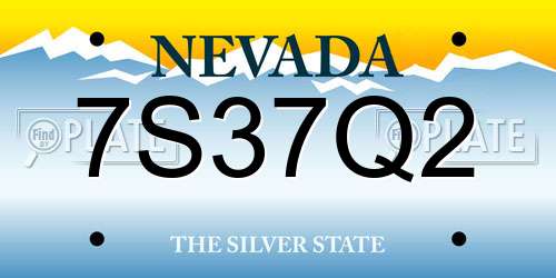 7S37Q2 Nevada License Plate