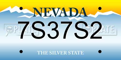 7S37S2 Nevada License Plate