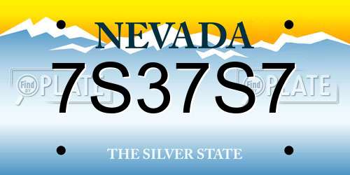 7S37S7 Nevada License Plate