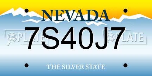 7S40J7 Nevada License Plate