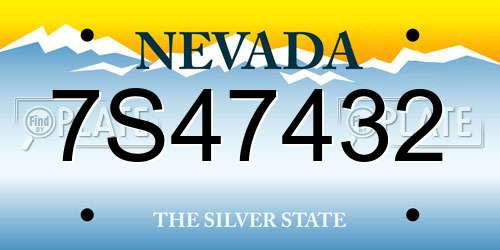 7S47432 Nevada License Plate