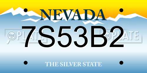 7S53B2 Nevada License Plate