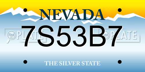 7S53B7 Nevada License Plate