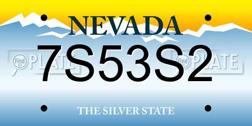 7S53S2 Nevada License Plate