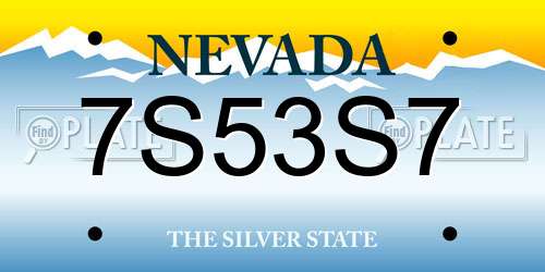 7S53S7 Nevada License Plate