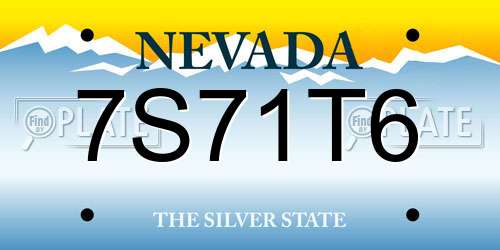 7S71T6 Nevada License Plate