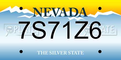 7S71Z6 Nevada License Plate