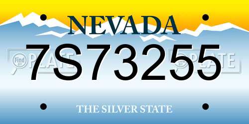 7S73255 Nevada License Plate