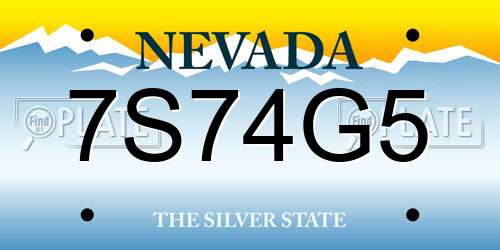 7S74G5 Nevada License Plate