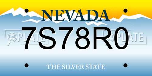 7S78R0 Nevada License Plate