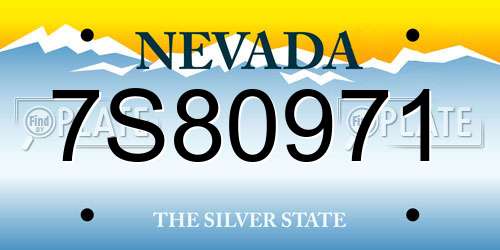 7S80971 Nevada License Plate
