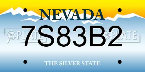 7S83B2 Nevada License Plate