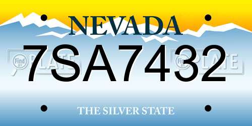 7SA7432 Nevada License Plate