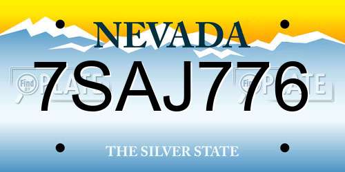 7SAJ776 Nevada License Plate
