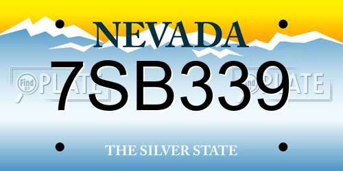 7SB339 Nevada License Plate