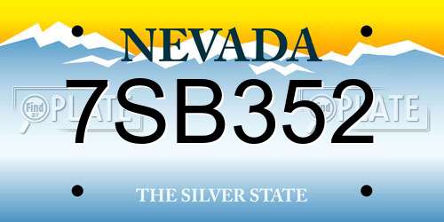 7SB352 Nevada License Plate