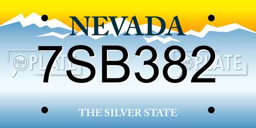 7SB382 Nevada License Plate