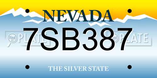 7SB387 Nevada License Plate