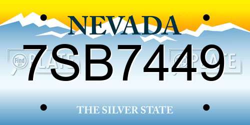 7SB7449 Nevada License Plate