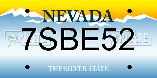 7SBE52 Nevada License Plate