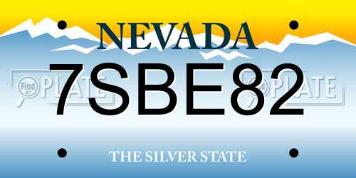 7SBE82 Nevada License Plate