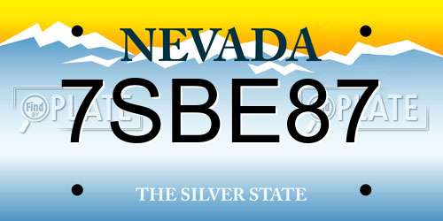 7SBE87 Nevada License Plate