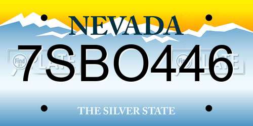 7SBO446 Nevada License Plate
