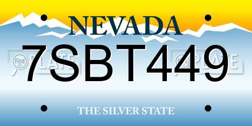 7SBT449 Nevada License Plate