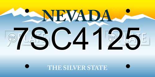 7SC4125 Nevada License Plate