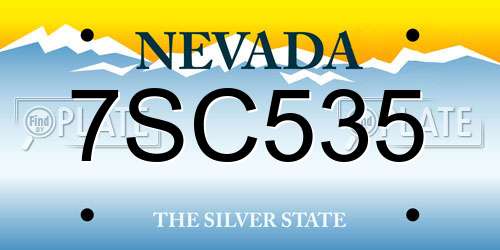 7SC535 Nevada License Plate