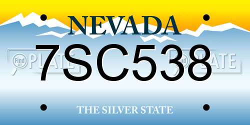 7SC538 Nevada License Plate