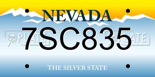 7SC835 Nevada License Plate
