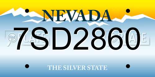 7SD2860 Nevada License Plate