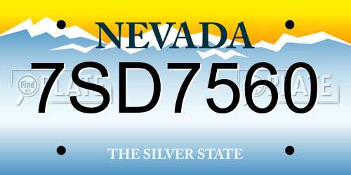 7SD7560 Nevada License Plate