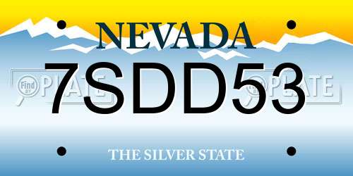 7SDD53 Nevada License Plate