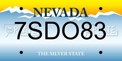 7SDO83 Nevada License Plate