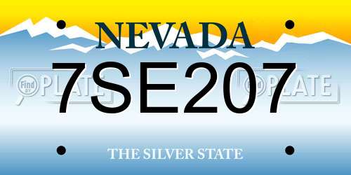 7SE207 Nevada License Plate
