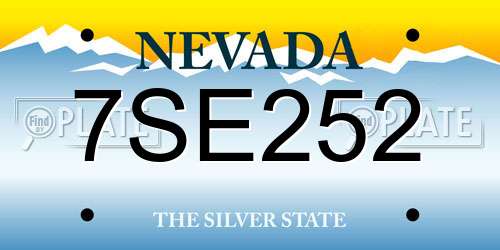 7SE252 Nevada License Plate