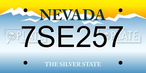 7SE257 Nevada License Plate