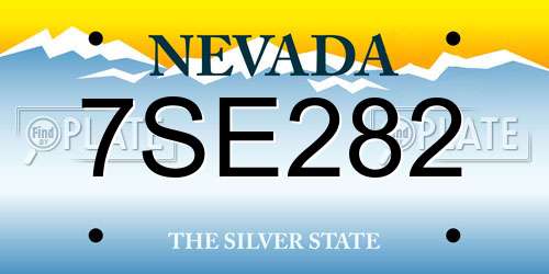 7SE282 Nevada License Plate