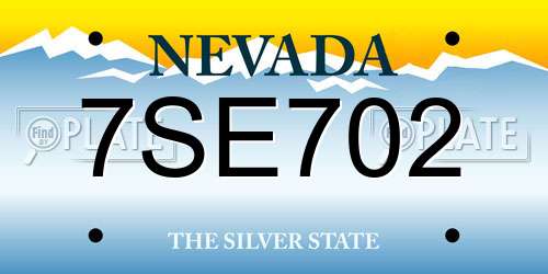 7SE702 Nevada License Plate