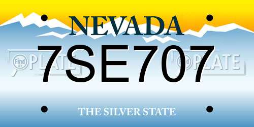 7SE707 Nevada License Plate
