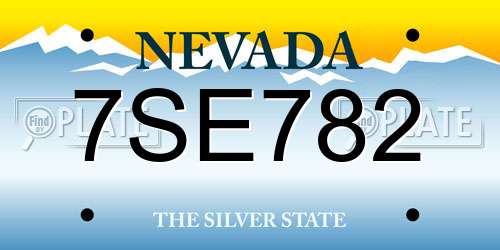 7SE782 Nevada License Plate