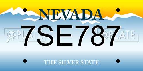 7SE787 Nevada License Plate