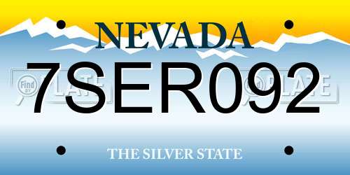 7SER092 Nevada License Plate