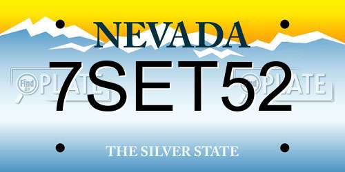 7SET52 Nevada License Plate