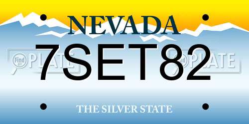 7SET82 Nevada License Plate