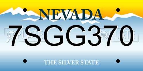 7SGG370 Nevada License Plate